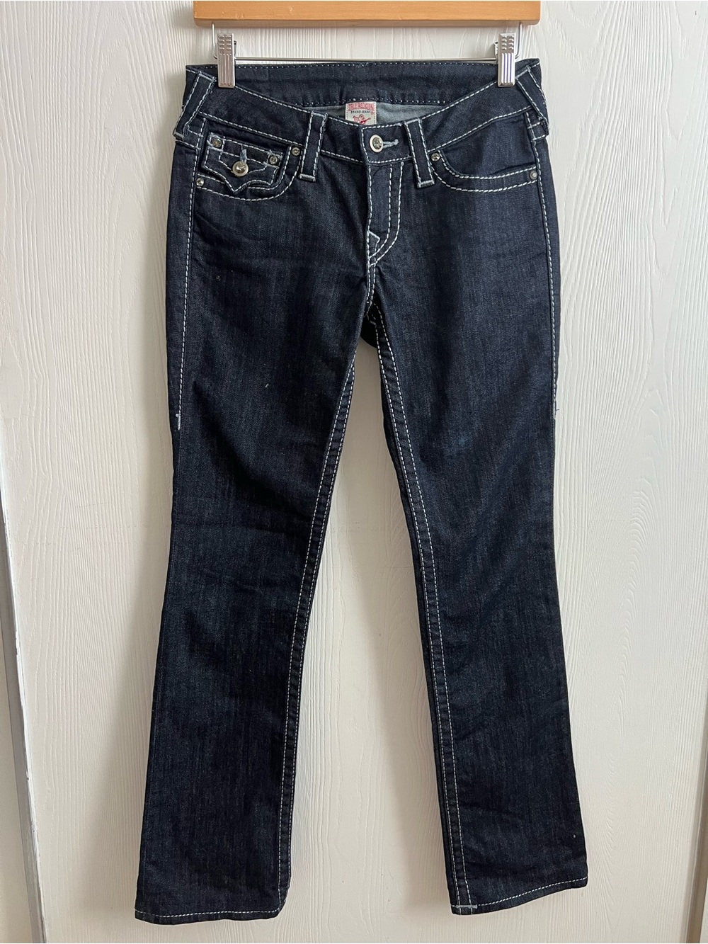 Vintage Becca True Religion Black Bootcut Jeans with White Stitching